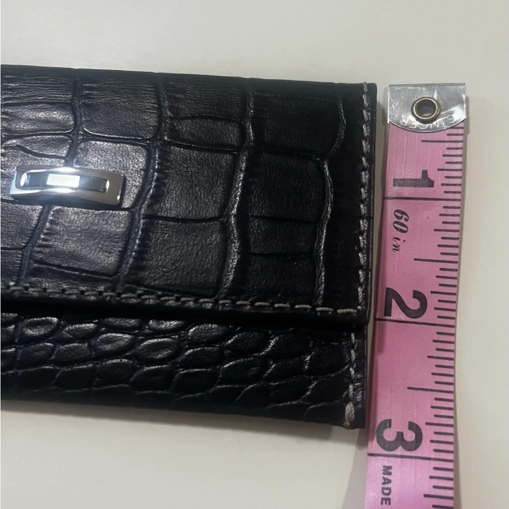 Daniel Swarovski Black Croc-Embossed Leather Wallet with Crystal EUC